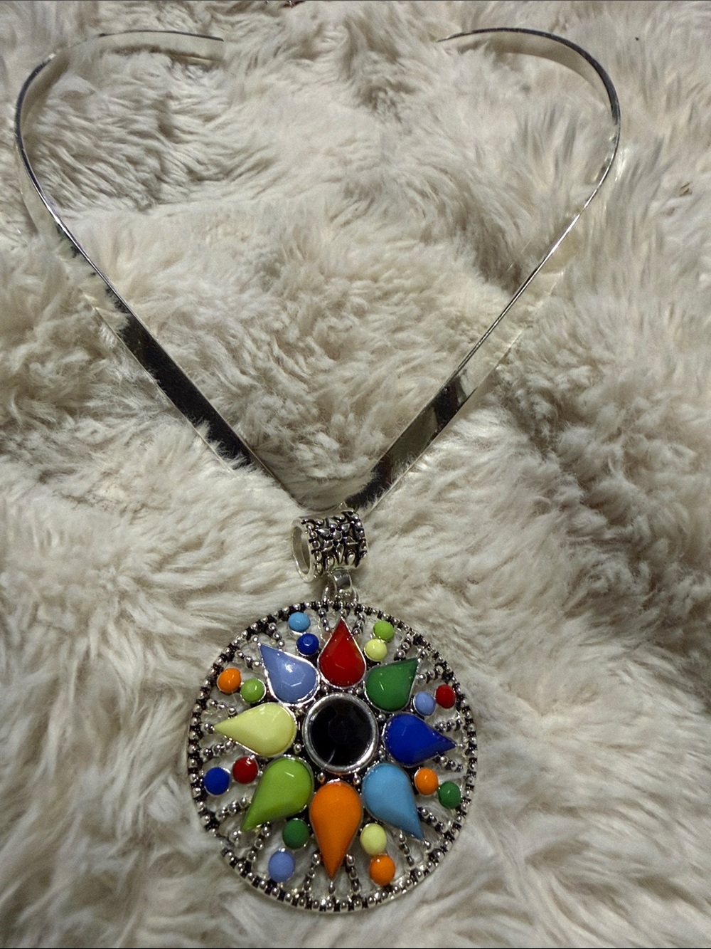 Teardrop Pendant Necklace with 3 different mix n match charms .